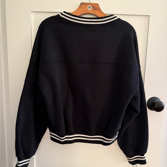 abercrombie Black V-Neck Sweatshirt with Striped Trim - Picture 3 of 4